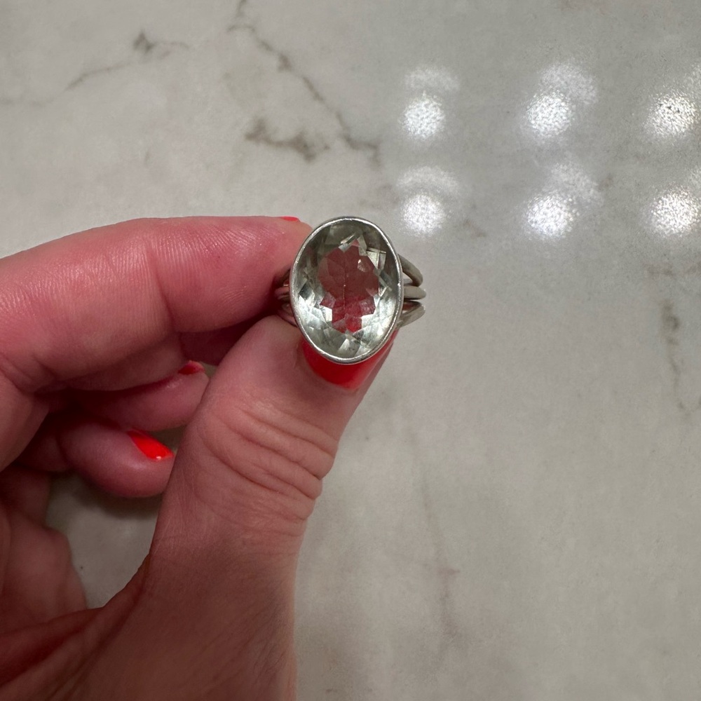 Sterling Silver Green Amethyst Ring